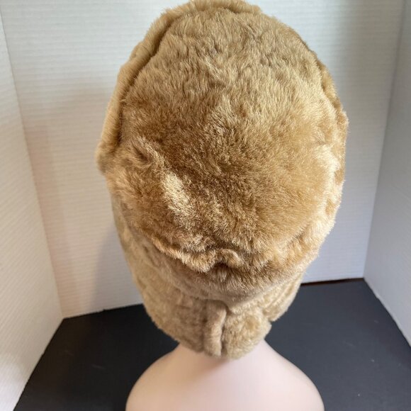 Vintage Womens Tan Faux Fur Bucket Hat main image 14